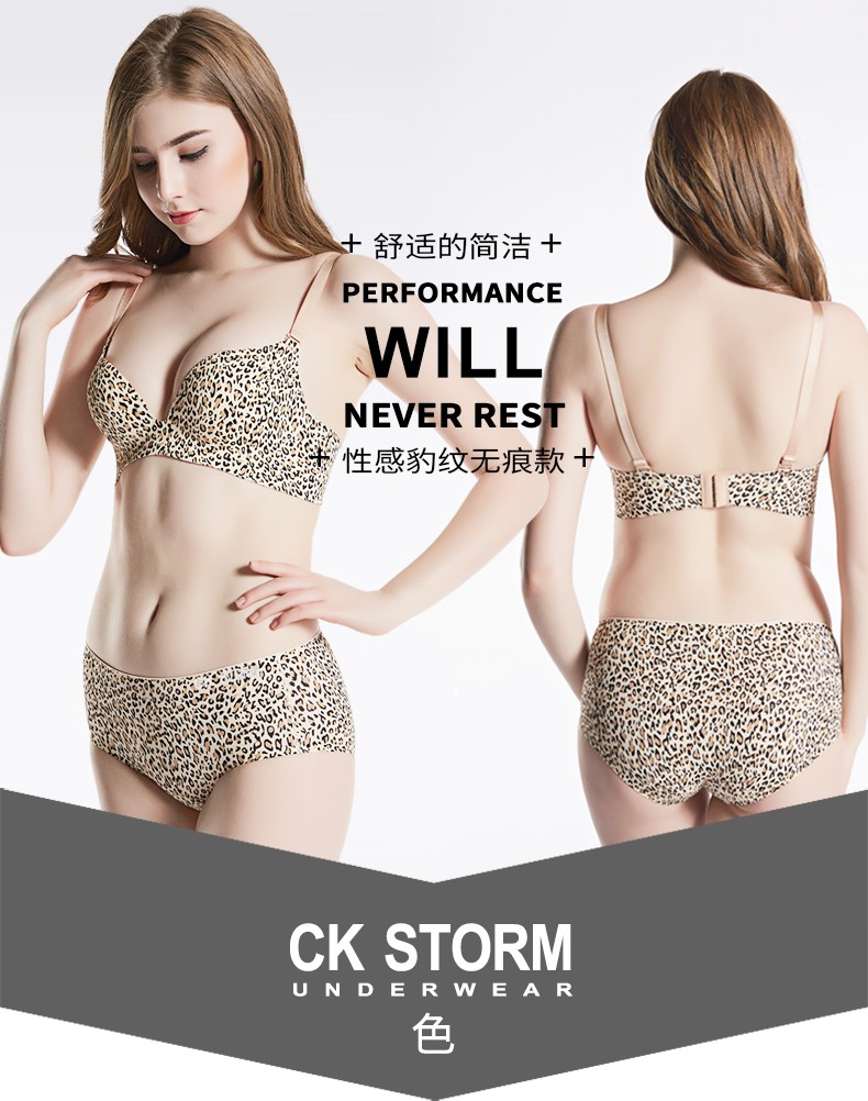 CK STORM 女士内裤 商场同款新款冰丝一片式性感豹纹三角裤CK-W01N0675