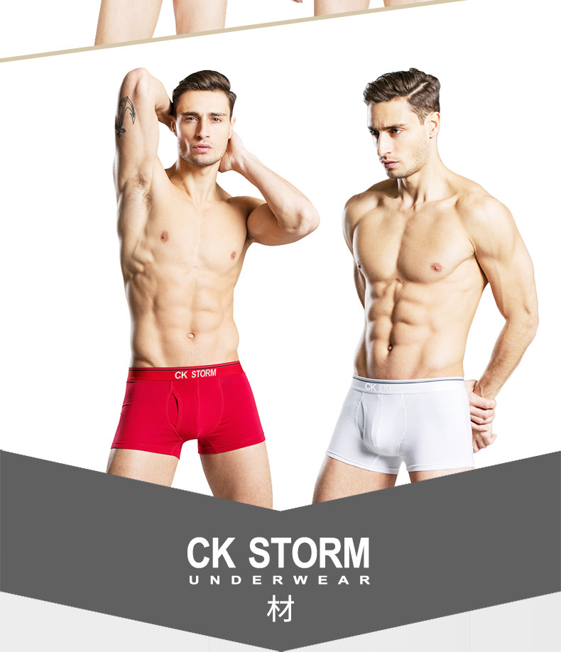  CK STORM 男士内裤经典款莱卡棉经典系列U凸大囊袋中腰无痕平角裤2条礼盒装