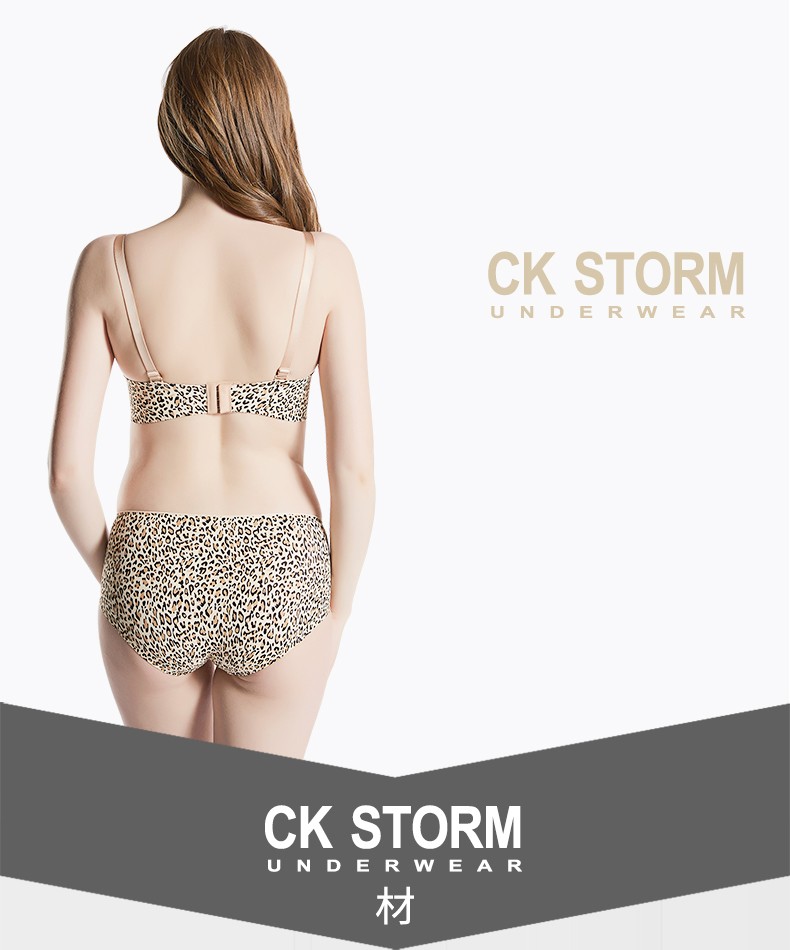 CK STORM 女士内裤 商场同款新款冰丝一片式性感豹纹三角裤CK-W01N0675