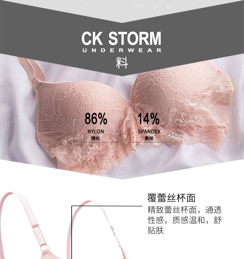 CK STORM   女士文胸 商场同款性感蕾丝舒适无痕无钢圈真丝文胸单件礼盒装 ckw67901