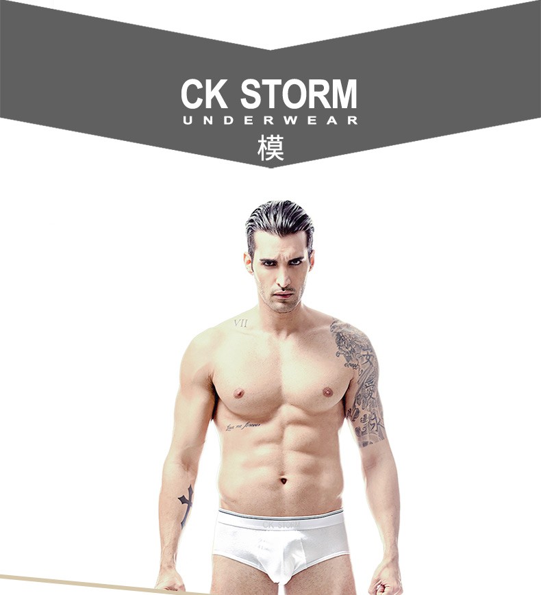 CK STORM 男士内裤 全棉经典系列U凸设计舒适 一片式中腰三角裤 2条礼盒装ckm603102
