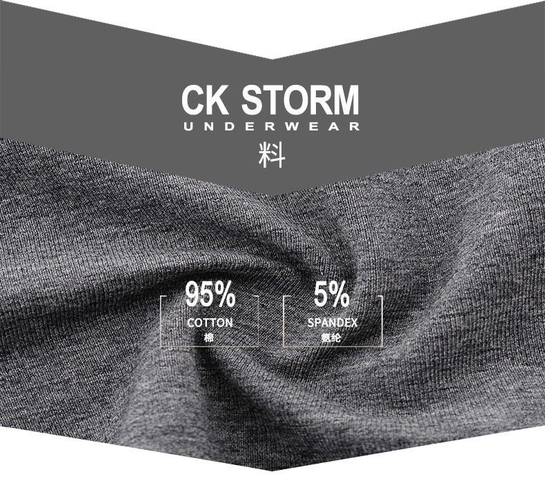 CK STORM 男士内裤 经典款平角裤 莱卡棉运动系列 U凸大囊袋前开扣男内裤 2条礼盒装