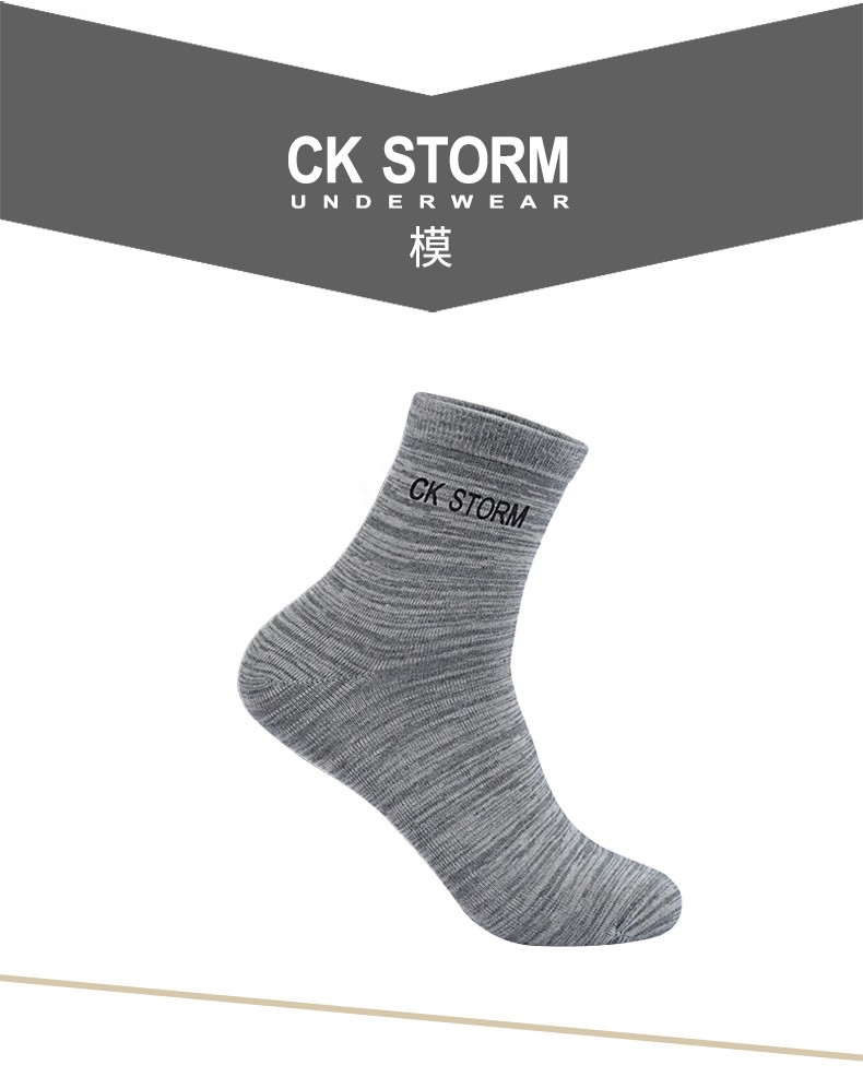 CK STORM 商务男袜 加厚条纹款精梳棉银纤维品牌LOGO中筒男袜 单双礼盒装CKW0629