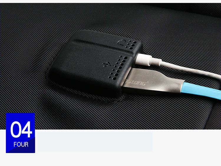 迪阿伦  时尚尼龙双肩包男电脑包背包男韩版USB充电学生书包