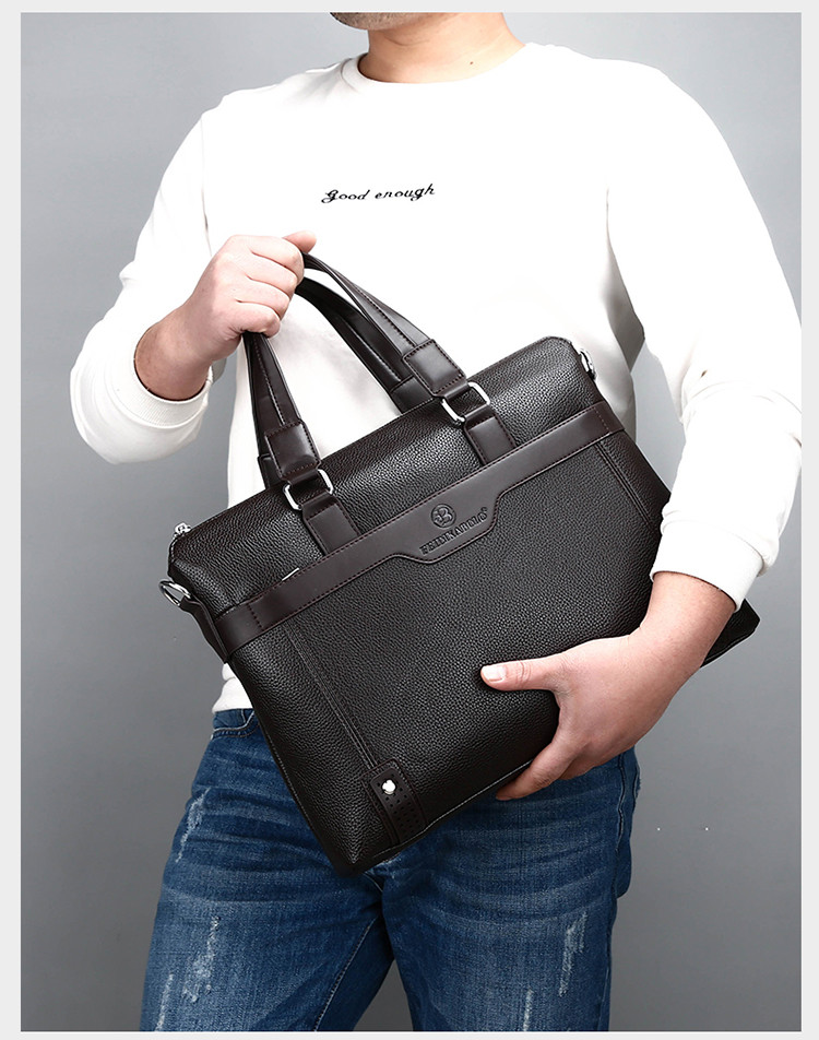 迪阿伦 男包男士手提包商务包潮流大容量单肩斜挎包14寸电脑包