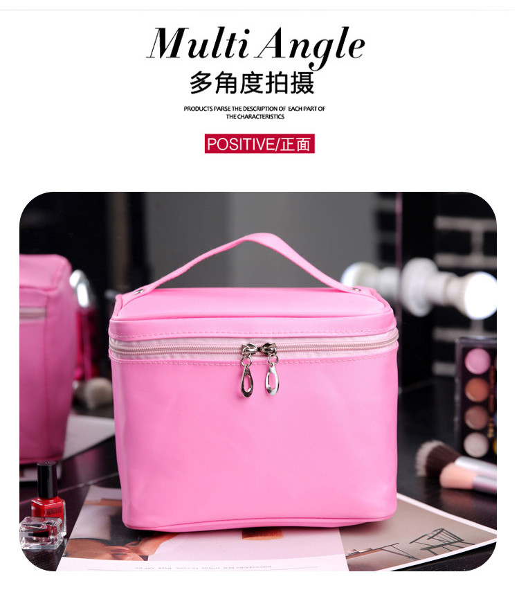迪阿伦女包可爱菱格韩国版化妆包纯色手提大容量可折叠化妆箱
