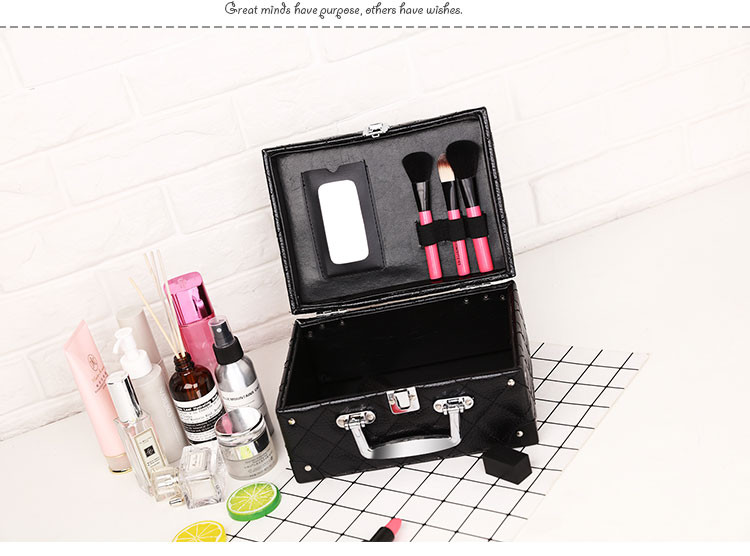 迪阿伦大容量韩国化妆包多功能小号方袋可爱便携手提收纳盒简约化妆品箱