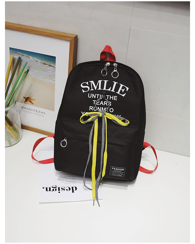 迪阿伦 韩版新款女士背包时尚简约字母印花纯色女生双肩包户外旅行背包