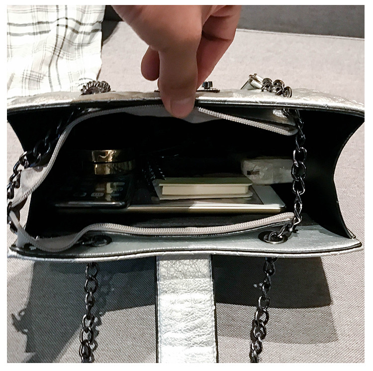 迪阿伦 女新款潮韩版时尚菱格链条包锁扣百搭斜挎大容量包