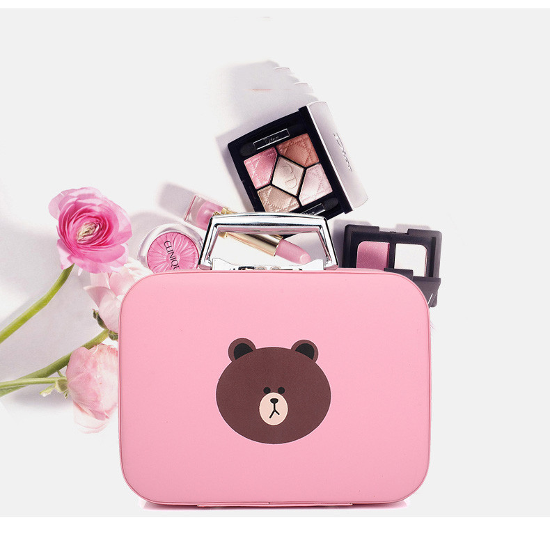 迪阿伦 化妆包便携简约可爱小熊化妆包便携大容量收纳盒