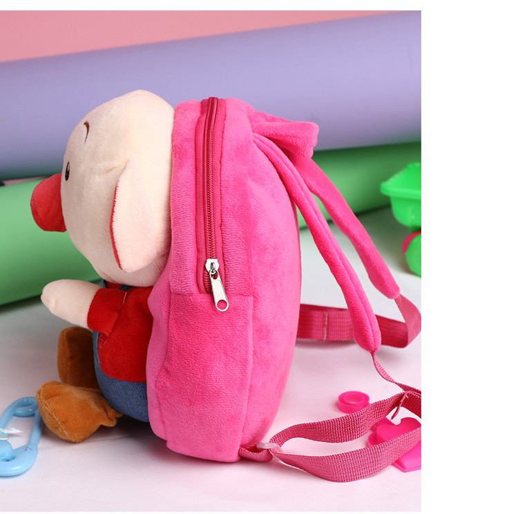 迪阿伦 卡通小猪双肩包儿童毛绒背包幼儿园书包零食包