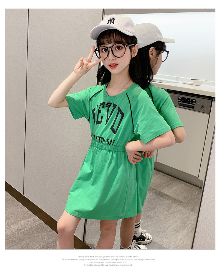 易蓓儿 女童裙子夏2020年新款夏季韩版儿童中大童网红洋气时尚开叉连衣裙