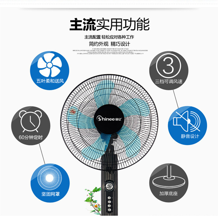 赛亿落地扇电风扇五风叶摇头风扇定时静音电风扇