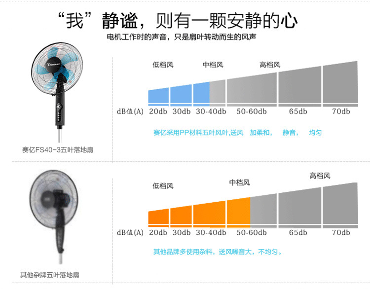 赛亿落地扇电风扇五风叶摇头风扇定时静音电风扇