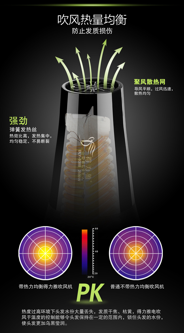 电吹风 发廊 家用电器吹风机美发 大功率交流电机吹风筒 DLY-9388