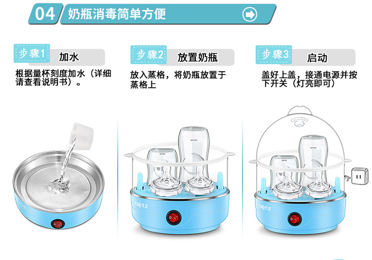 优益Y-ZDQ1双层多功能家电礼品煮蛋器 不锈钢蒸蛋器煮蛋机