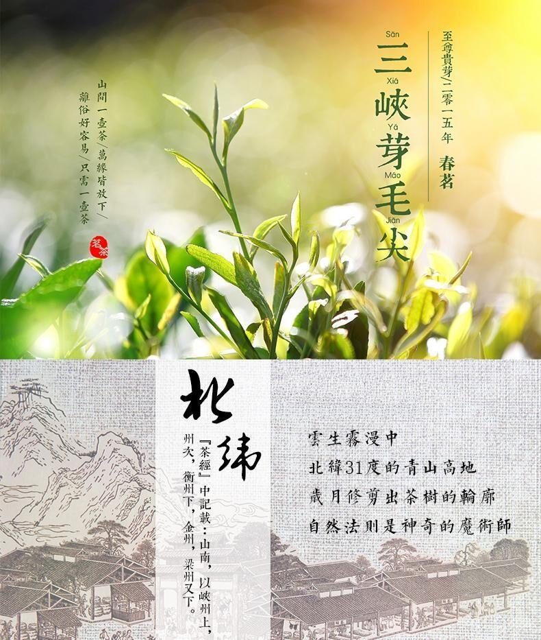 【夷陵馆】农夫乡情三峡芽毛尖茶 2016新茶五峰绿茶罐装50g