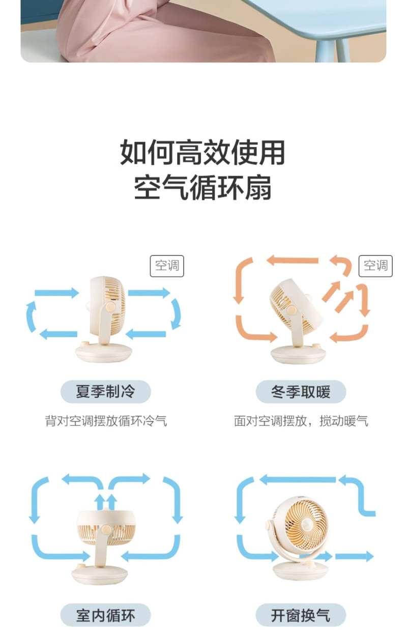 美的/MIDEA 空气循环扇电风扇台式风扇家用宿舍卧室循环扇摇头电扇