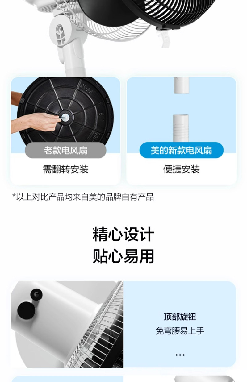 美的/MIDEA 电风扇落地扇家用立式电扇大风力卧室音静节能省电宿舍摇头扇