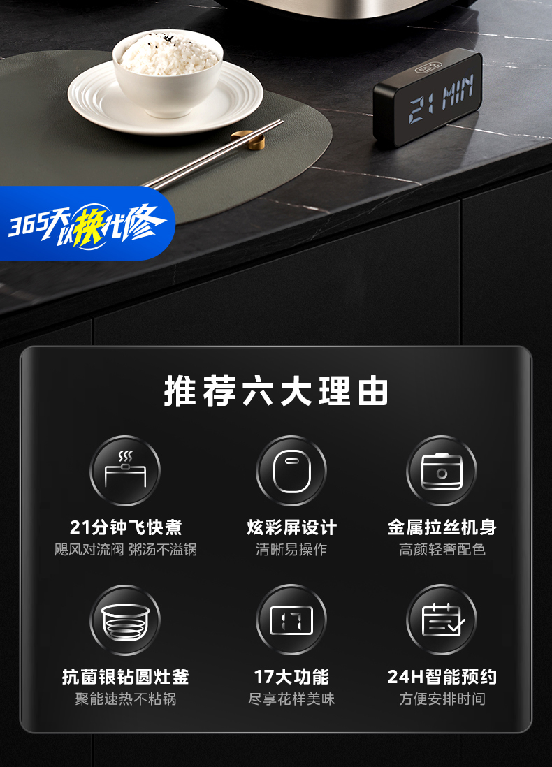 美的/MIDEA 电饭煲锅家用4升大容量不粘多功能智能预约快速煮饭小电饭锅