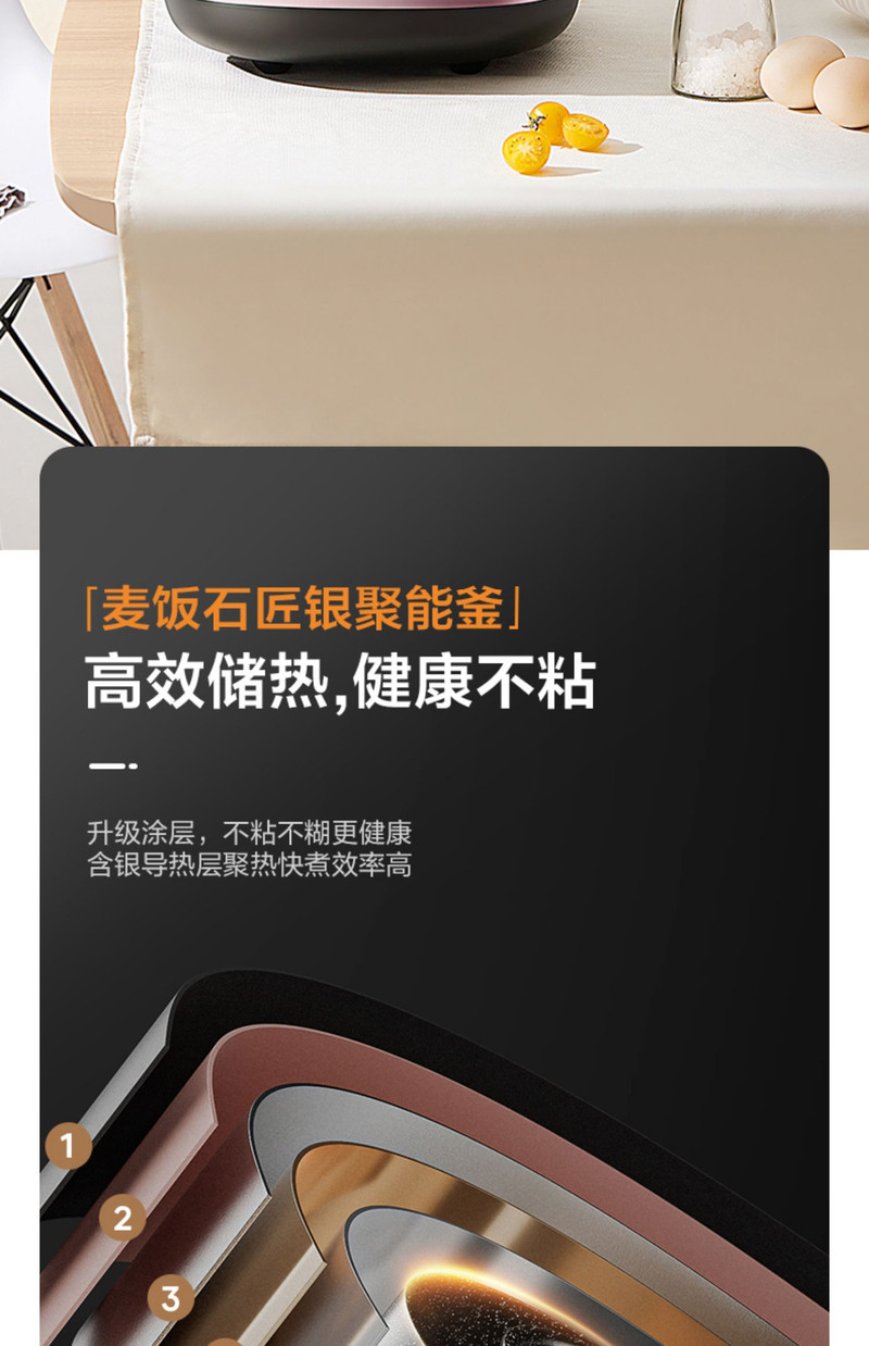 美的/MIDEA 飞快电饭煲5L家用电饭锅快煮4升多功能煮饭不粘官方旗舰正品