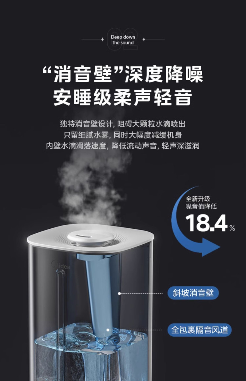 美的/MIDEA 家用小型加湿器卧室客厅轻音孕妇婴儿大雾量大容量空气喷雾器