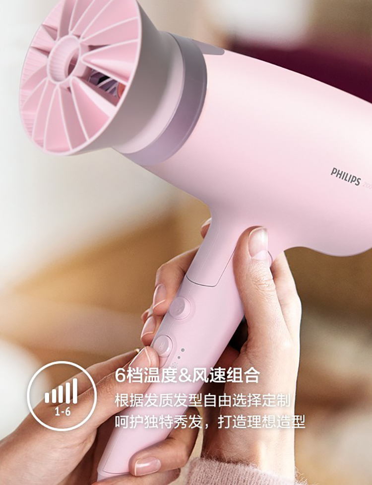 飞利浦/PHILIPS 电吹风机家用大功率 恒温速干 发廊沙龙专业级吹风筒 负离子