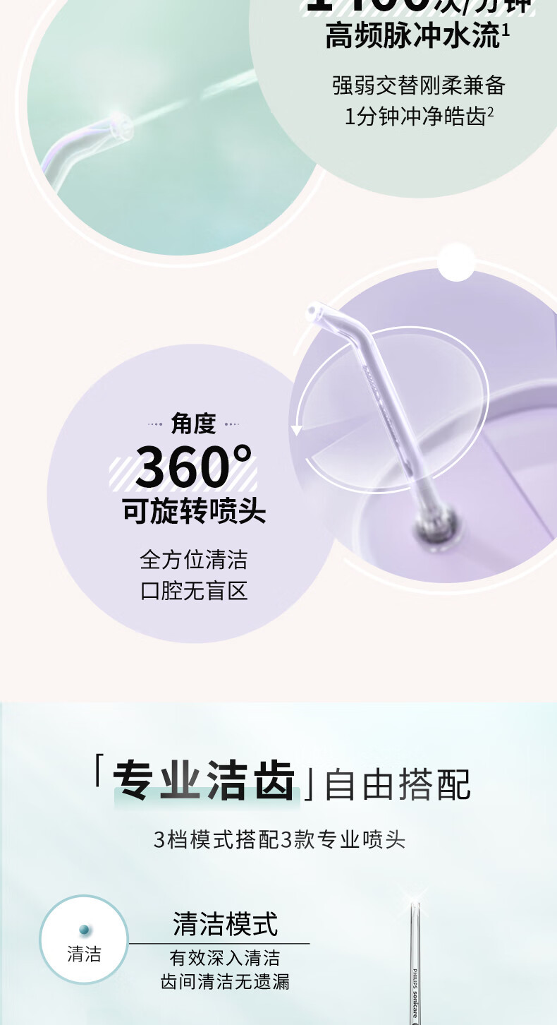 飞利浦/PHILIPS 伸缩便携冲牙器洗牙器 送男友/女友生日礼物 情侣款