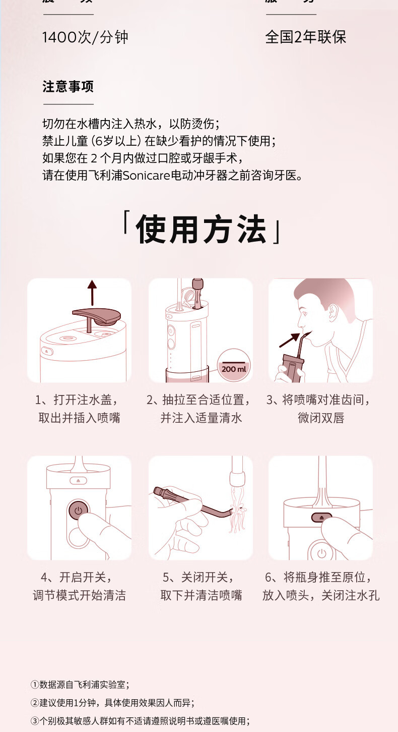 飞利浦/PHILIPS 伸缩便携冲牙器洗牙器 送男友/女友生日礼物 情侣款