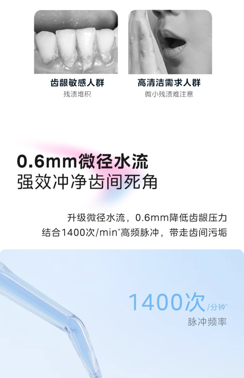 美的/MIDEA 冲牙器家用洗牙器伸缩便捷清洁口腔牙齿清洗电动水牙线便携 蓝色