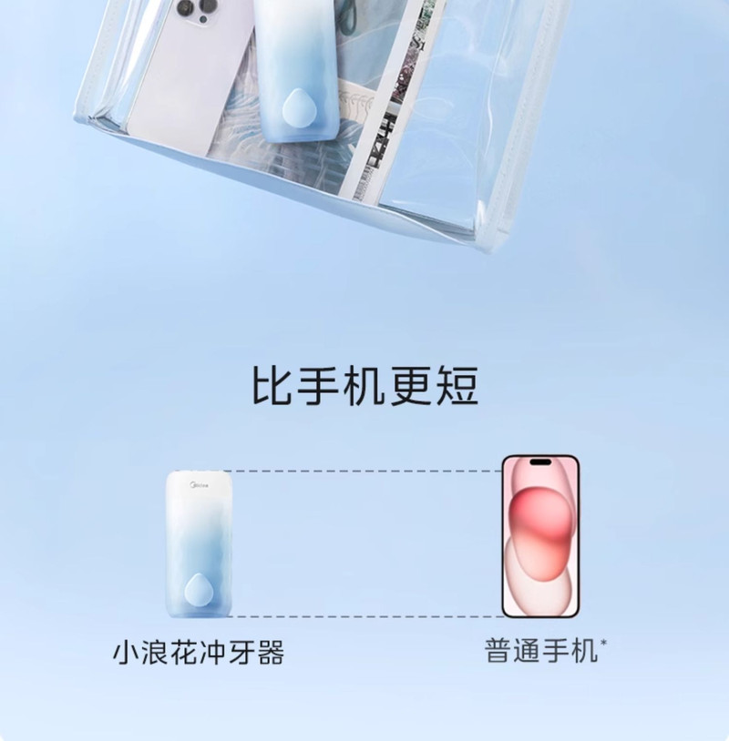 美的/MIDEA 冲牙器家用洗牙器伸缩便捷清洁口腔牙齿清洗电动水牙线便携 蓝色