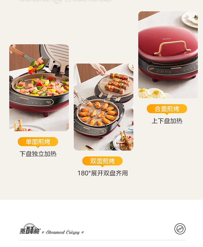 美的/MIDEA 加深电饼铛双面煎烤机可拆洗智能家用烙饼锅2024新款型