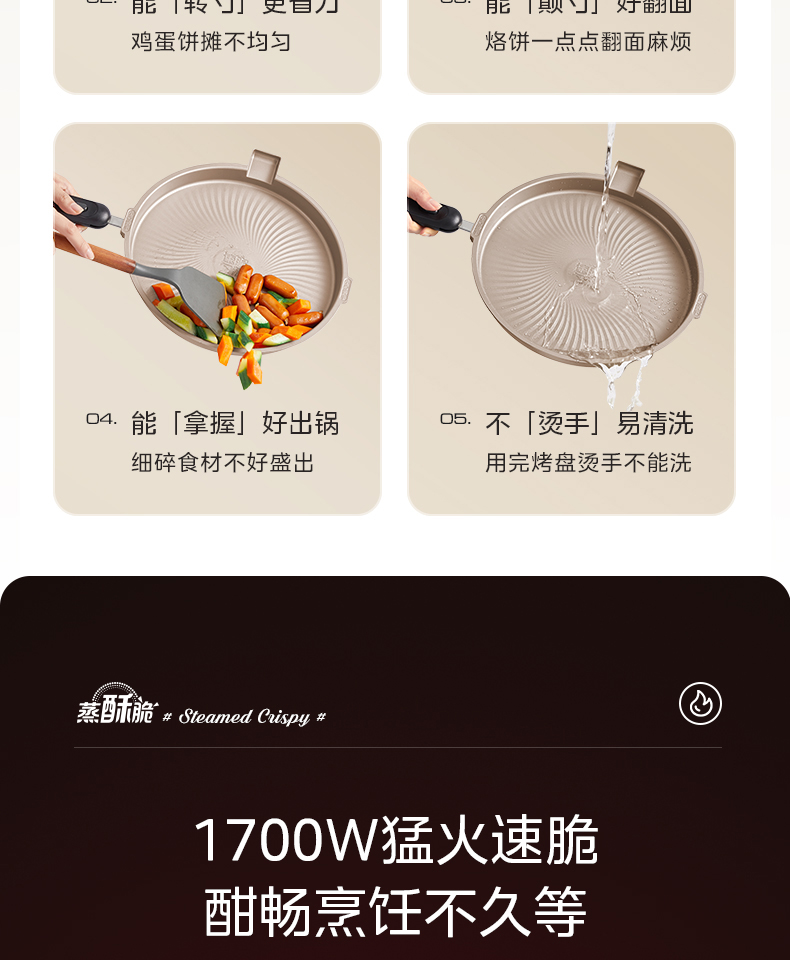 美的/MIDEA 加深电饼铛双面煎烤机可拆洗智能家用烙饼锅2024新款型