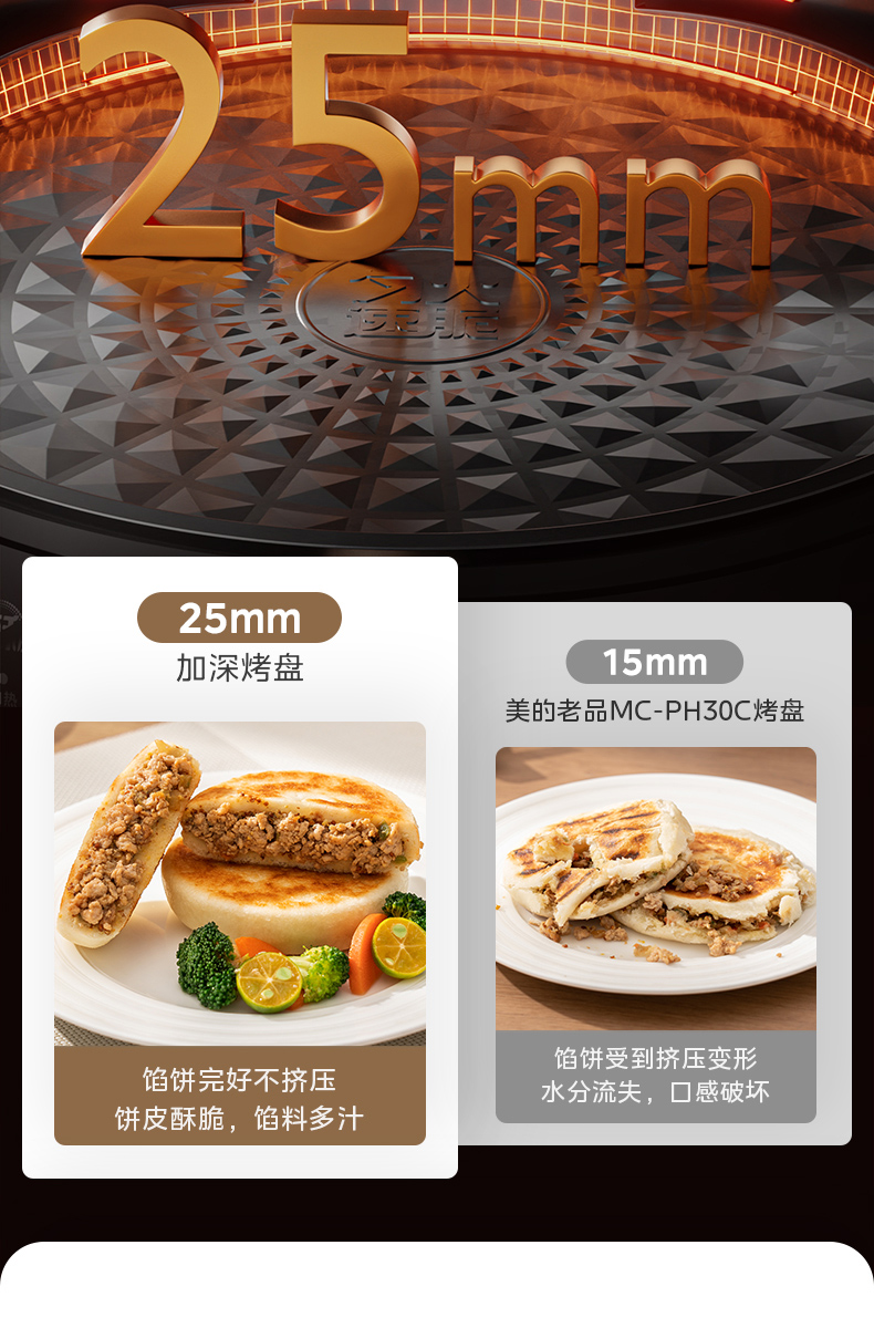 美的/MIDEA 电饼铛家用双面加热电饼档煎饼烙饼锅深盘加大官方正品薄饼机