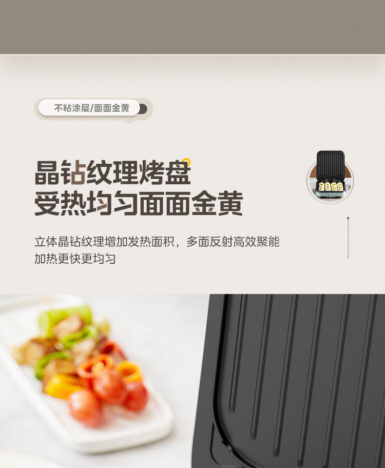 美的/MIDEA 电饼铛新款双面加热方盘家用煎饼电煎锅电饼档