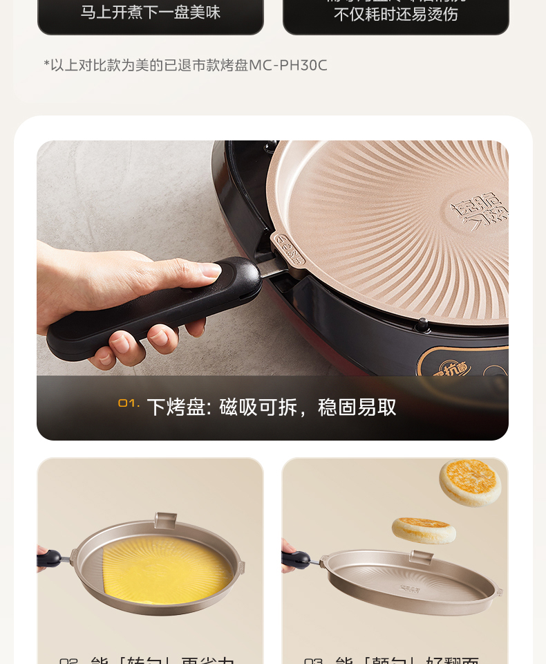 美的/MIDEA 加深电饼铛双面煎烤机可拆洗智能家用烙饼锅2024新款型