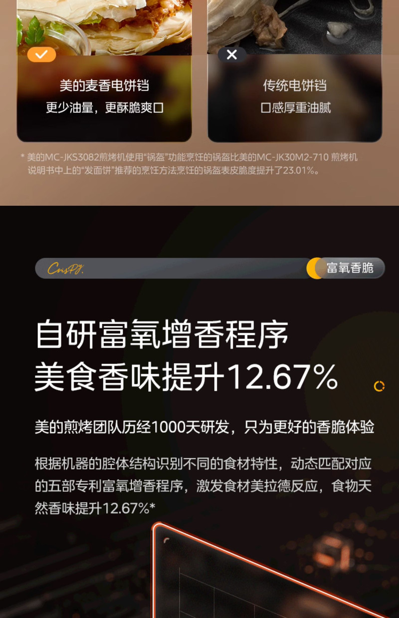 美的/MIDEA 麦香电饼铛家用双面加热烤盘可拆卸全自动薄饼机煎烤机烙饼锅