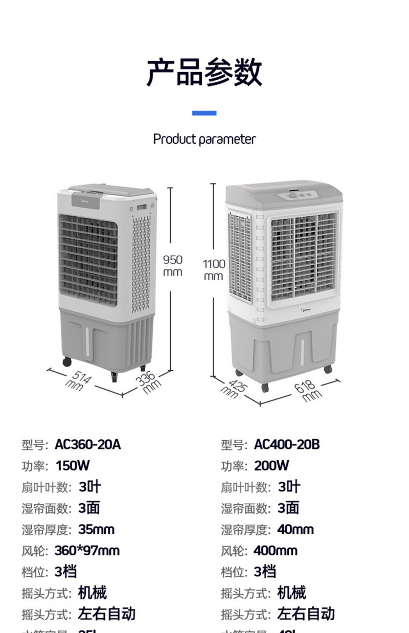 美的/MIDEA 空调扇大型商用工厂车间冷风机冷风扇移动空调风扇大风力