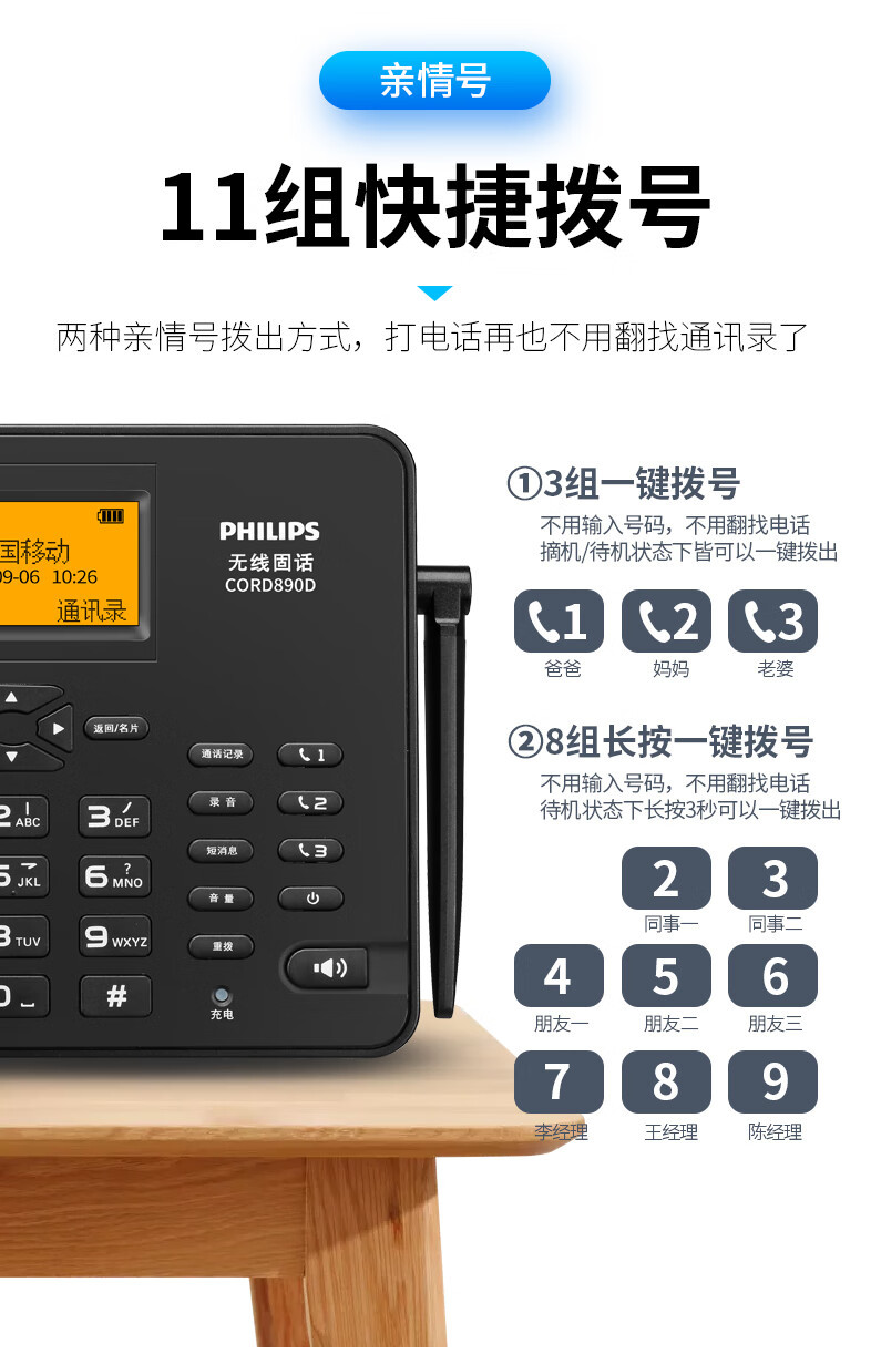 飞利浦/PHILIPS 全网通4G5G无线插卡固话电话座机电信移动联通广电