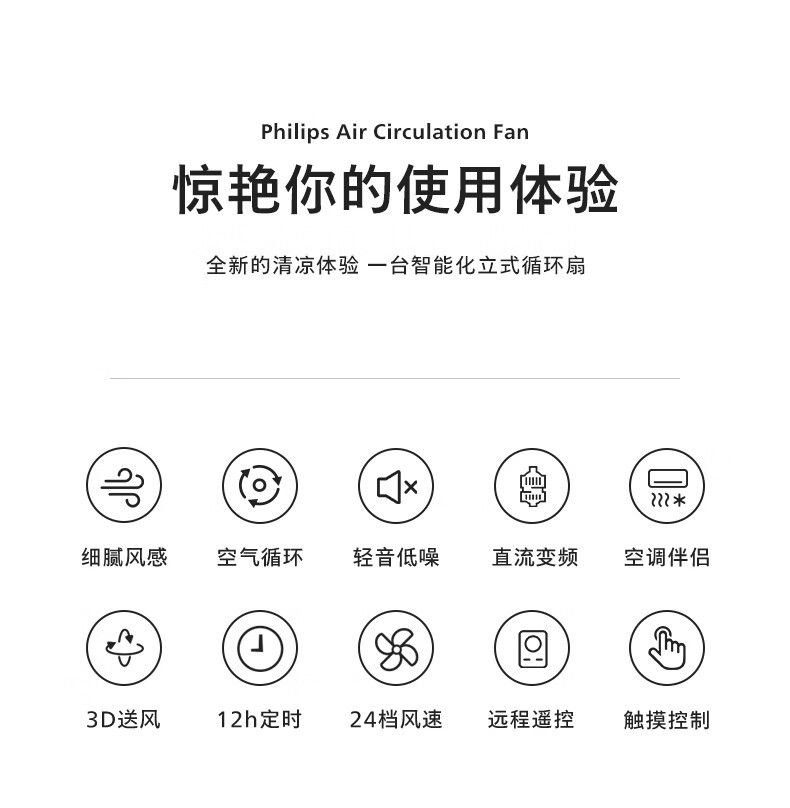 飞利浦/PHILIPS 空气循环扇电风扇落地扇家用直流变频一体升降3D自动摇头