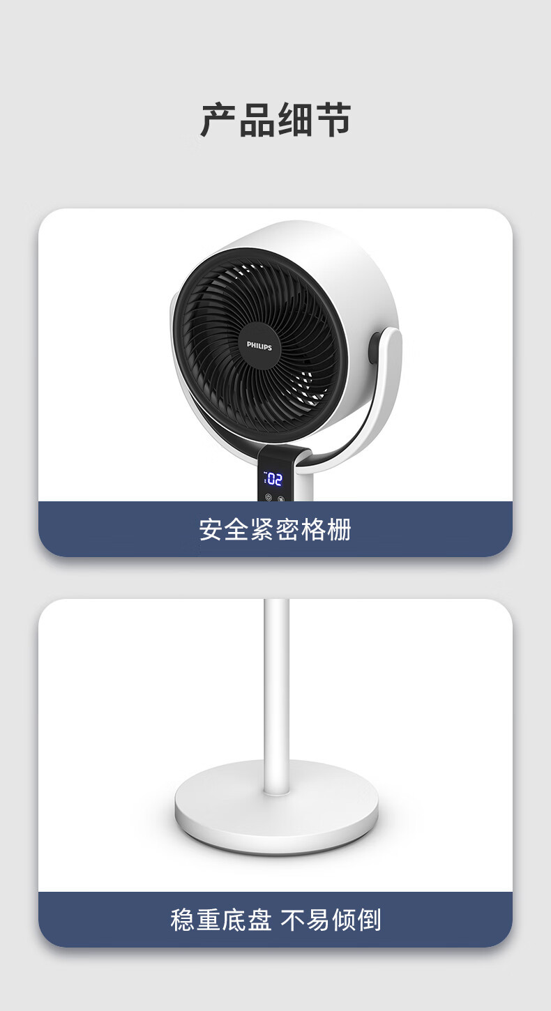 飞利浦/PHILIPS 空气循环扇电风扇落地扇家用遥控电扇3D全自动摇头
