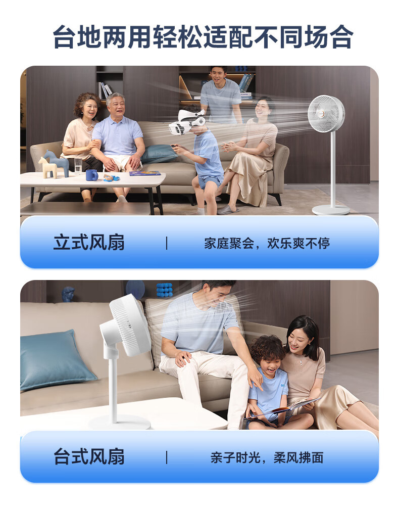 飞利浦/PHILIPS 电风扇空气循环扇家用节能大风量落地扇客厅卧室台地两用