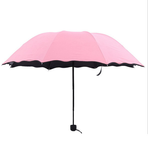 晴雨伞折叠女两用创意三折太阳伞防晒黑胶遮阳伞遇水开花伞