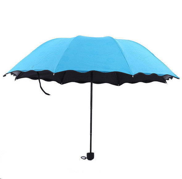 晴雨伞折叠女两用创意三折太阳伞防晒黑胶遮阳伞遇水开花伞