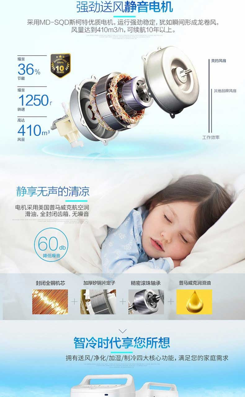 美的/MIDEA 空调扇AC120-16AR移动冷风扇 远程遥控 冰晶制冷机静音家用