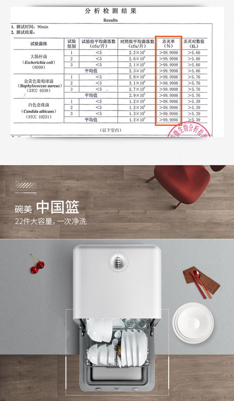 美的/MIDEA M1美的范免安装家用全自动台式除菌迷你洗碗机-琥珀橙/香槟金