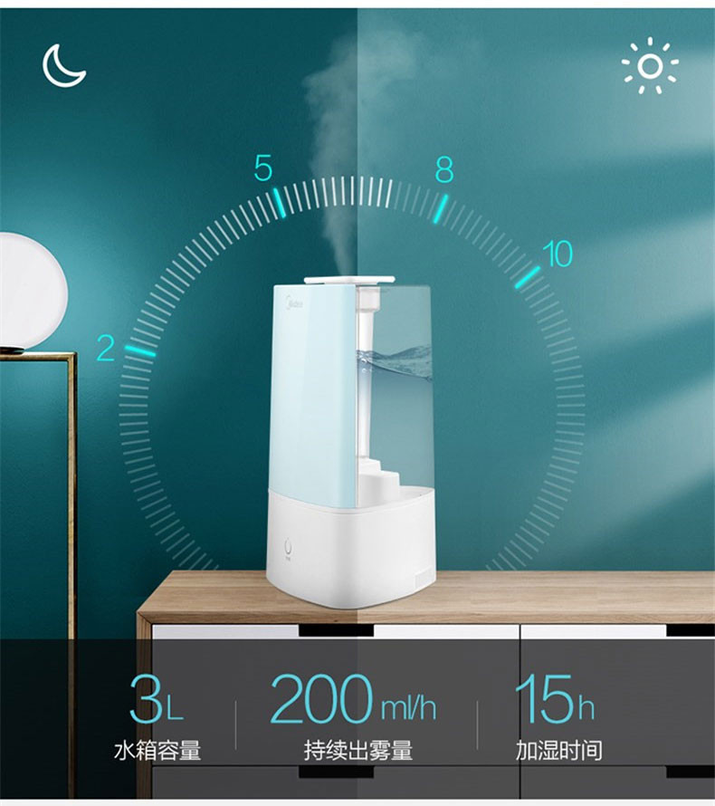 美的/MIDEA 加湿器 家用桌面办公室 香薰加湿器母婴适用SC-3D30A（氛围小夜灯)