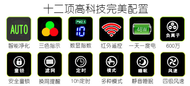 美国OION空气净化器家用除甲醛 除烟尘雾霾PM2.5卧室净化机 氧吧