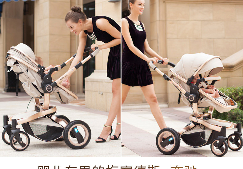 婴儿推车可坐可躺高景观四轮避震超宽双向宝宝手推车冬夏季
