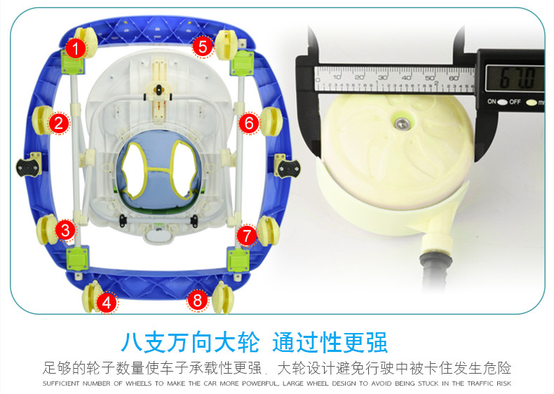 婴儿童车宝宝助步学步车6/7-18个月防侧翻多功能带音乐摇马学行车